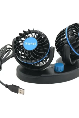 Auto dashboard fan met USB 3W/5V zwart Finale Uitverkoop