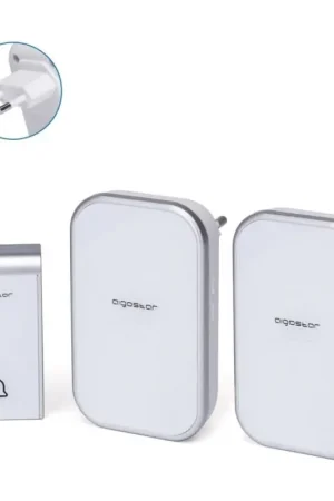 Aigostar - SET 2x Draadloze deurbel met stekker 230V/12V IP44 wit Hoge Kwaliteit