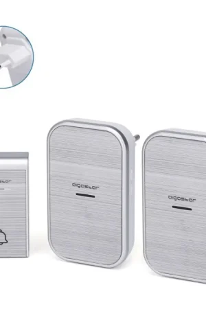 Aigostar - SET 2x Draadloze deurbel met stekker 230V/12V IP44 zilver Koop Online