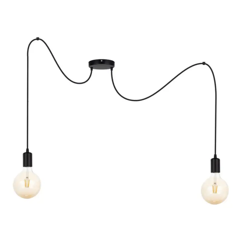 Hanglamp aan een koord MIROS 2xE27/60W/230V spin zwart Rechtstreeks Van De Fabrikant