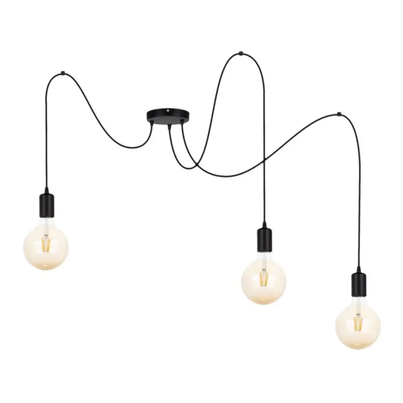 Hanglamp aan een koord MIROS 3xE27/60W/230V spin zwart Betaalbaar