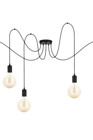 Aanbieding Hanglamp aan een koord MIROS 5xE27/60W/230V spin zwart