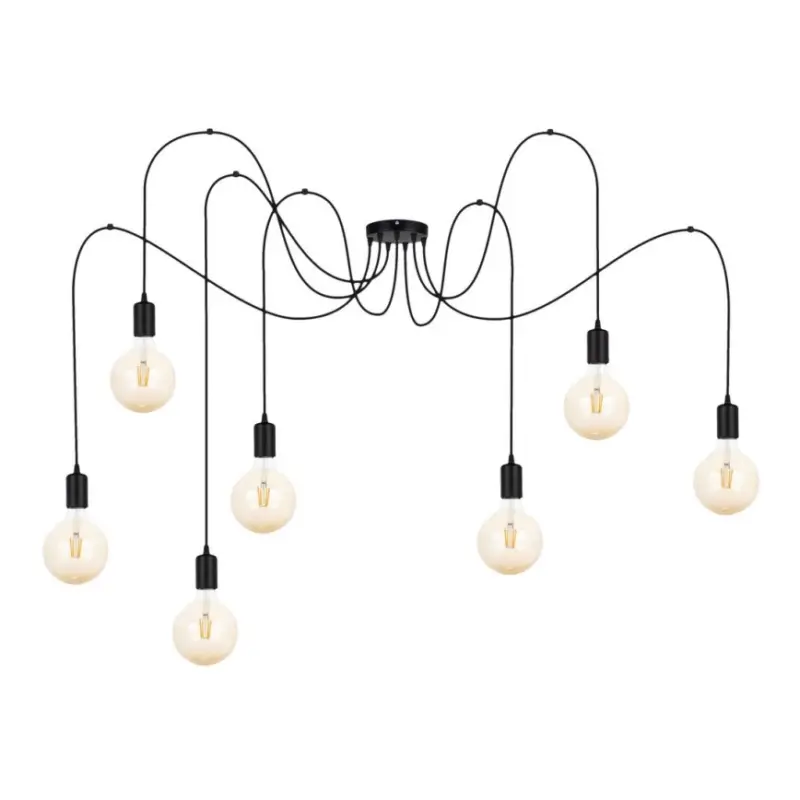 Hanglamp aan een koord MIROS 7xE27/60W/230V spin zwart Op = Op