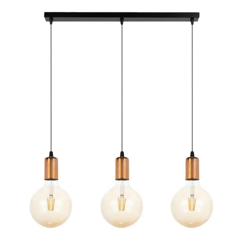 Alleen Vandaag Hanglamp aan een koord MIROS 3xE27/60W/230V zwart/koper