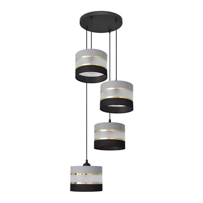 Dagaanbieding Hanglamp aan een koord HELEN 4xE27/15W/230V zwart/grijs/gouden