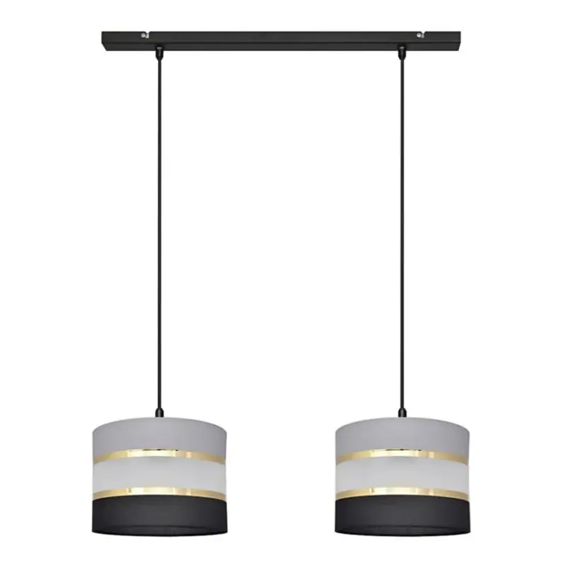 Shop Nu Hanglamp aan een koord HELEN 2xE27/15W/230V zwart/grijs/gouden