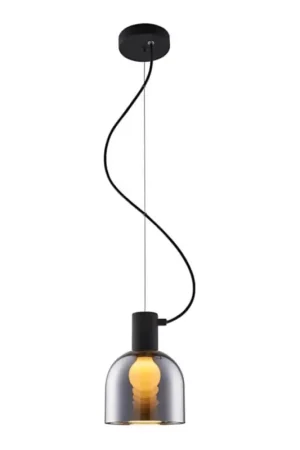 Gratis Retour Hanglamp aan een koord FIRE 1xE27/9W/230V grijs/zwart