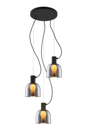Hanglamp aan een koord FIRE 3xE27/9W/230V grijs/zwart Beperkte Voorraad