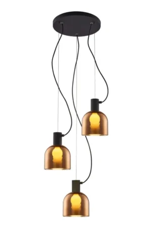 Beperkte Voorraad Hanglamp aan een koord FIRE 3xE27/9W/230V bruin/zwart