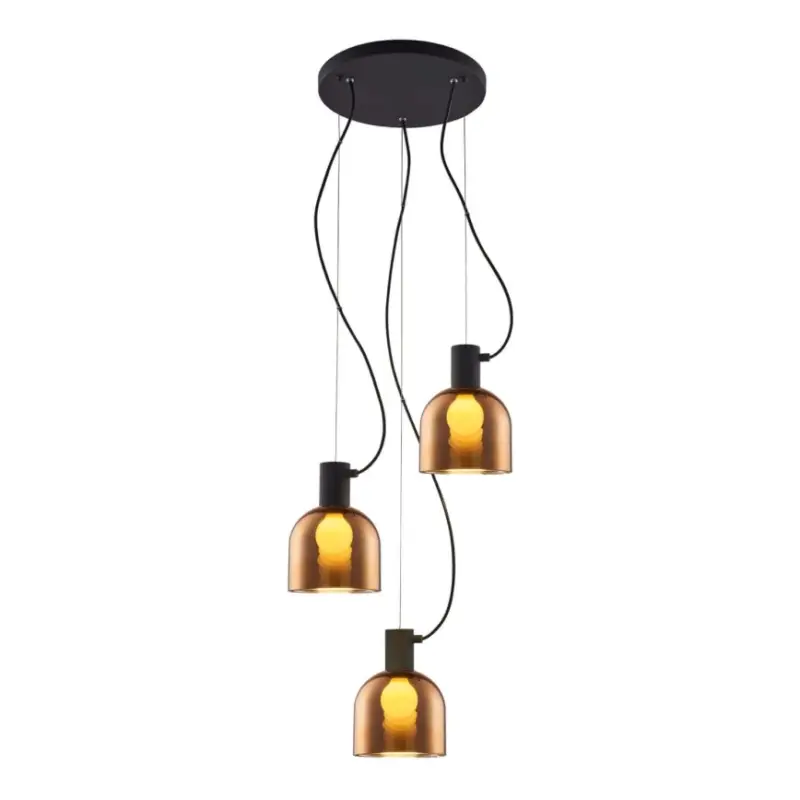 Beperkte Voorraad Hanglamp aan een koord FIRE 3xE27/9W/230V bruin/zwart