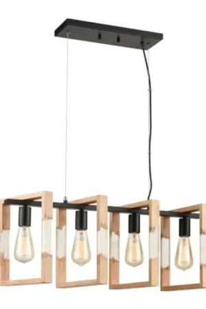 Hanglamp aan een koord SERIES 4xE27/11W/230V hout/zwart Favoriet