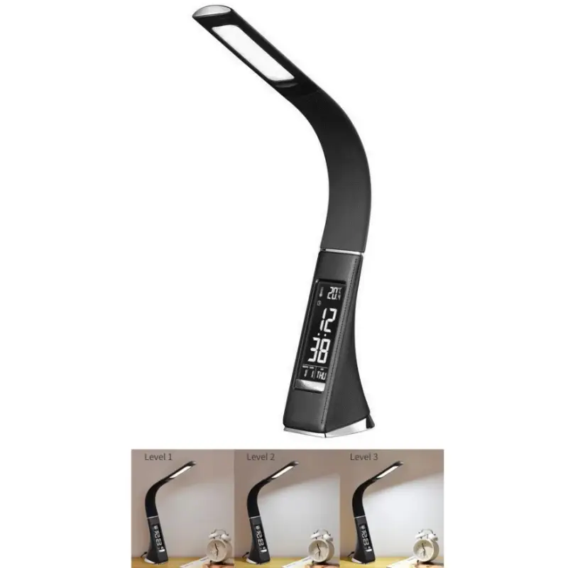 Brilagi - LED Dimbare tafellamp met display PELLE LED/7W/230V zwart Dagaanbieding