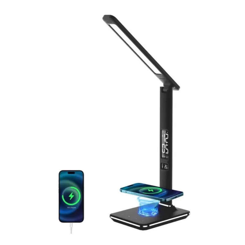 Fabrieksprijs Brilagi - dimbare LED-tafellamp met draadloze QI-oplader en USB REGINA LED/8,5W/230V zwart