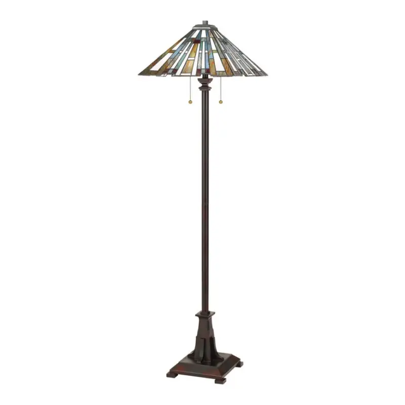 Betrouwbaar Quoizel - Vloerlamp Tiffany MAYBECK 2xE27/60W/230V