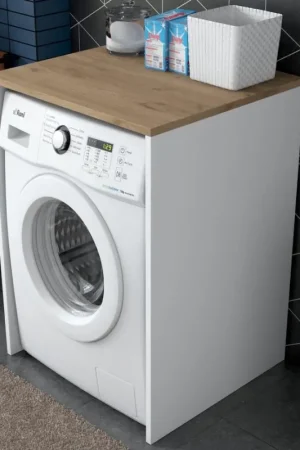 Snelle Levering Wasmachine kast RANI 65x91,8 cm wit/bruin