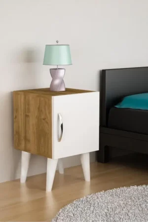 Nachtkastje BELLINI 55x35 cm wit/bruin Aanbieding