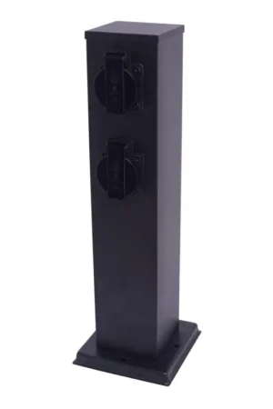 Buitenstopcontact zuil 2Z SCHUKO 230V IP44 40 cm zwart Op = Op