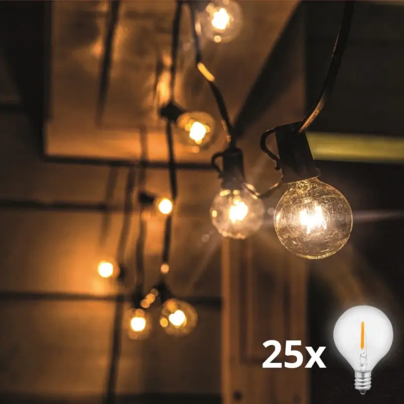 Alleen Vandaag Brilagi - LED buiten decoratieve lichtsnoer GIRLANDA 25xE12/0,36W/24V 20m zwart IP44 warm wit