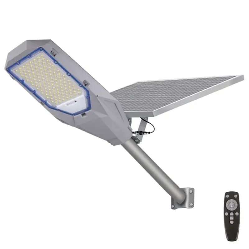 LED-dimbare straatlamp met schemersensor en zonnepaneel LED/200W/20000 mAh 6500K IP65 grijs Nieuw