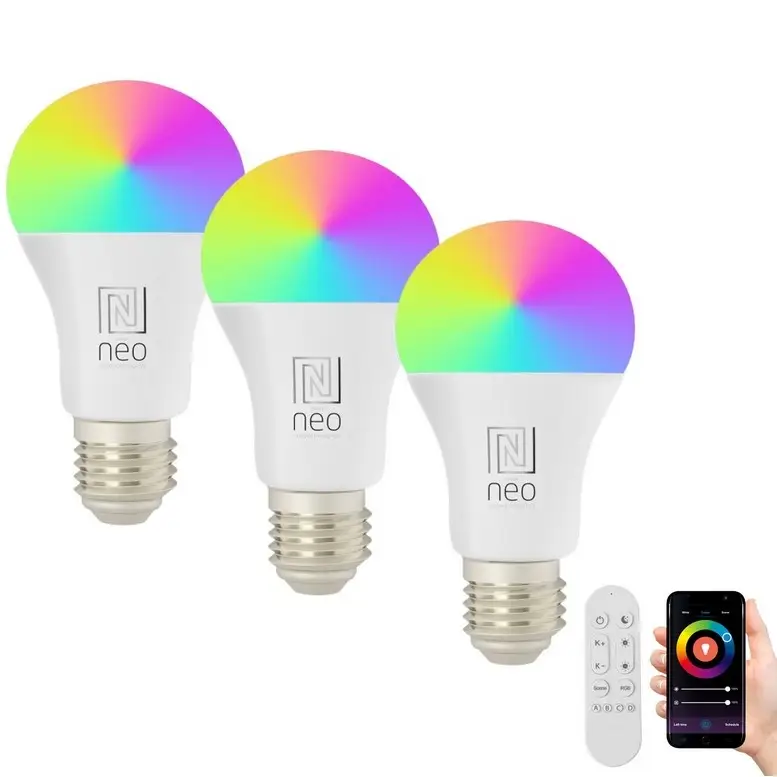 Immax NEO 07733CDO - SET van 3 dimbare LED RGB+CCT lampen E27/11W/230V Wi-Fi Tuya + afstandsbediening Beperkt Aanbod