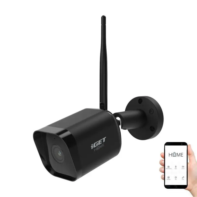 Slimme buitencamera met sensor, Full HD 1080p, 12V, IP65, Wi-Fi, Tuya, zwart Laatste Versie