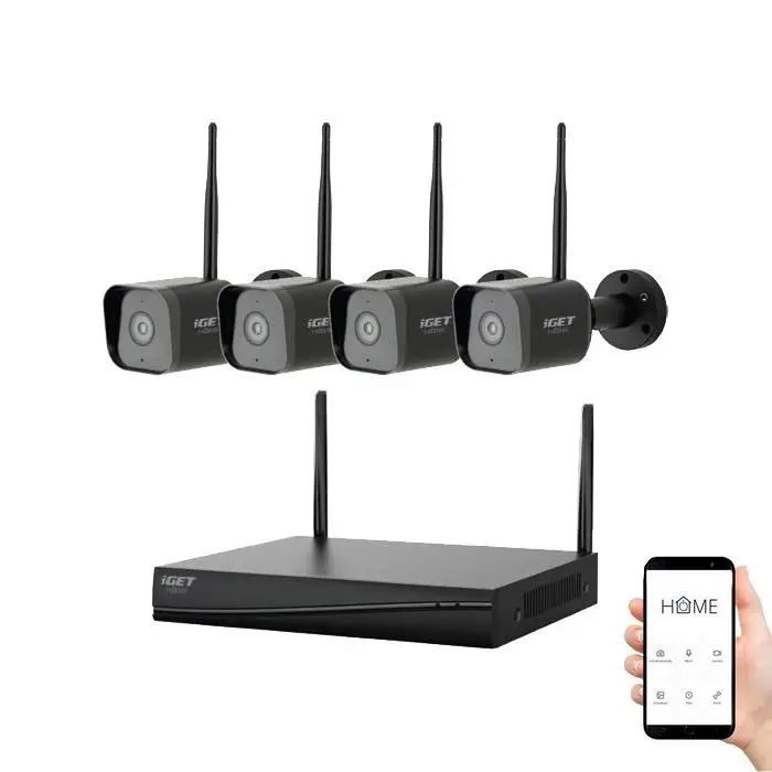 Slim camerasysteem + 4× camera's met 2K+-sensor, 12V, IP65, Wi‑Fi (Tuya) Bestseller