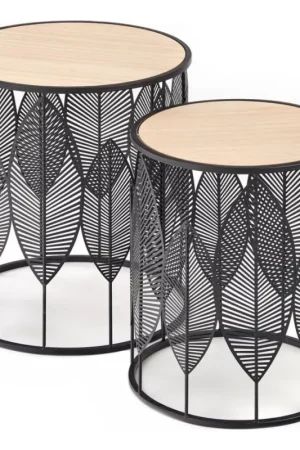 SET 2x Koffie Tafel FOLLA diameter 33/40 cm zwart Superprijs