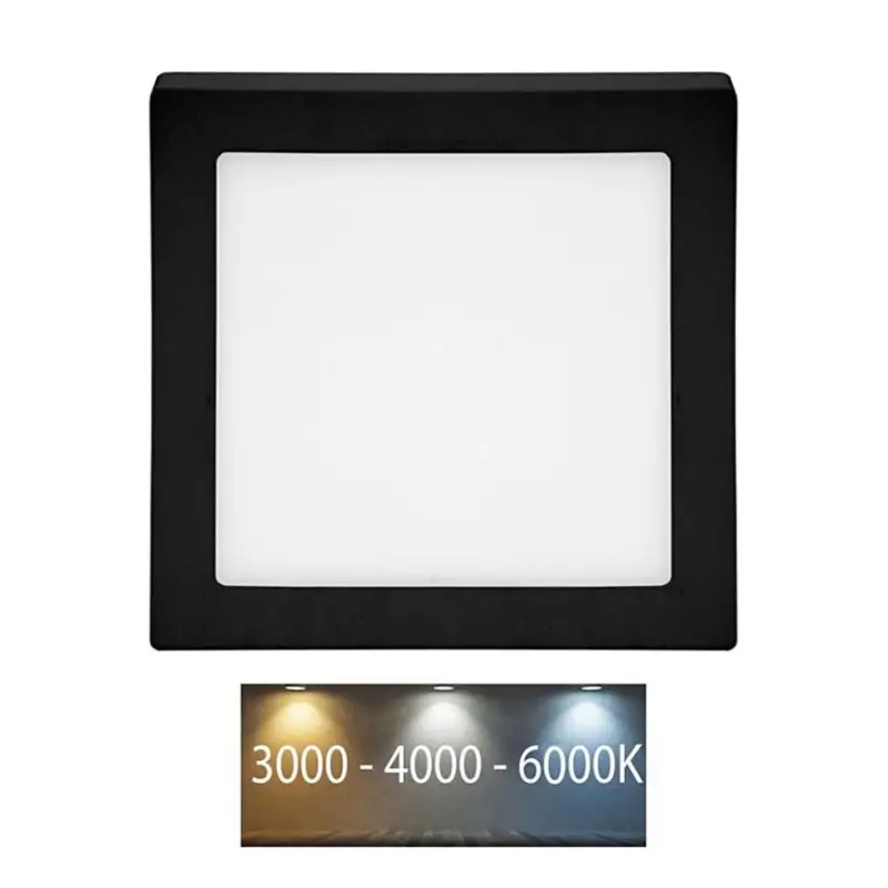 LED Plafondlamp RAFA LED/18W/230V 3000/4000/6000K 22x22 cm zwart Uitverkoop
