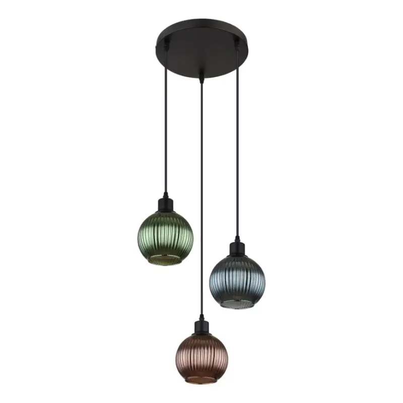 Globo - Hanglamp aan een koord 3xE27/25W/230V diameter 36 cm koper/groen/blauw Dagaanbieding