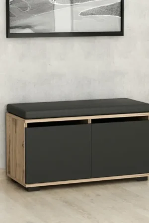 Beperkte Voorraad Schoenenkast DRAGO 42x80 cm zwart/notenhout