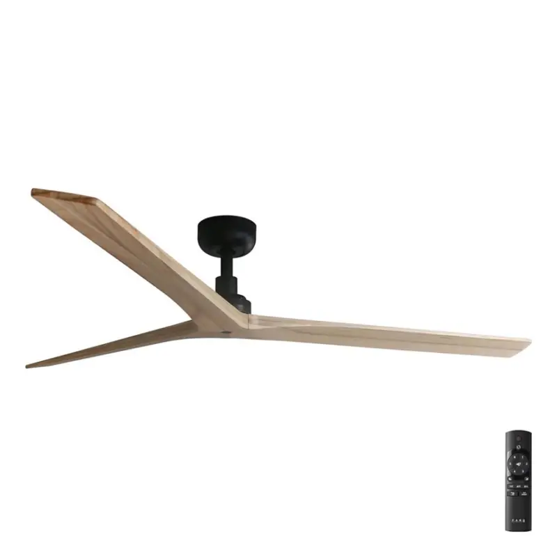 Snelle Levering FARO 34282 - Plafondventilator KLIM L dennenhout/zwart Ø 150 cm + afstandsbediening