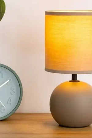 Atmosphera - Tafellamp TIMÉO 1xE14/60W/230V taupe/crème Aanbieding