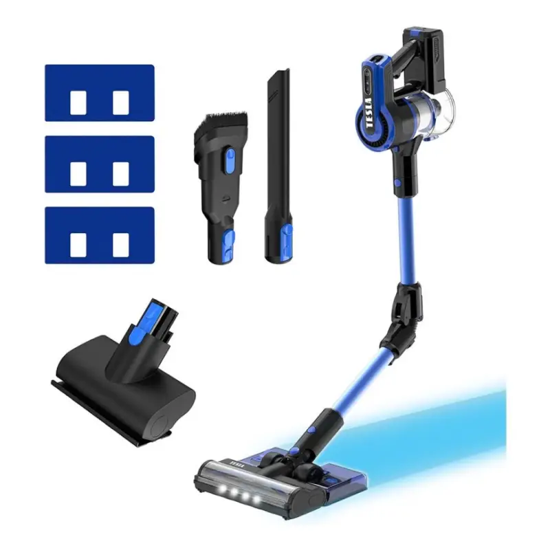 TESLA Electronics PureStar - Flexibele draadloze steelstofzuiger 3-in-1 300W/2200 mAh zwart/blauw Shop Nu