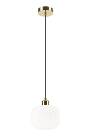 Aanbieding Hanglamp aan een koord HARMA 1xE27/15W/230V diameter 20 cm wit/goud