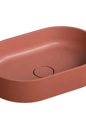 OMNIRES OVOUNTE - Opbouwwastafel OVO 55x36 cm dolomiet/mat terracotta Beperkt Aanbod