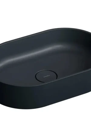Bestel Nu OMNIRES OVOUNBLV - Opzetwastafel OVO 55x36 cm dolomiet/mat zwart lava