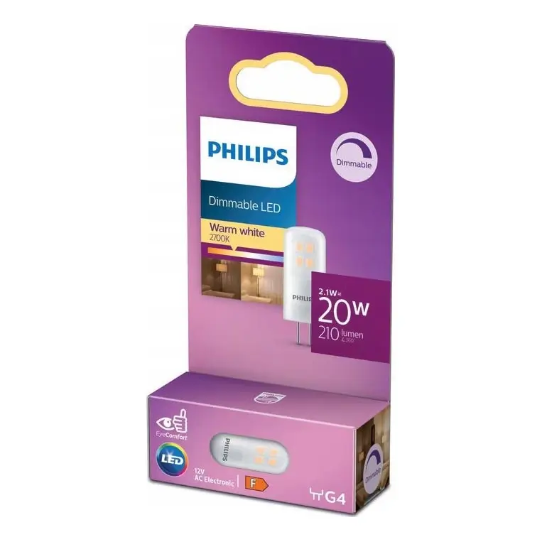 Gecertificeerd Dimbare LED Lamp Philips G4/2,1W/12V 2700K