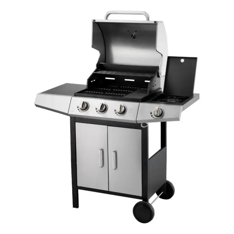 Fieldmann - Gasgrill 4x brander mat chroom/zwart Gereduceerde Prijs