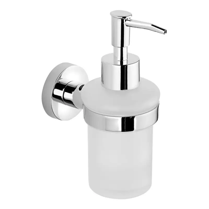 Aqualine - Zeepdispenser voor aan de muur SAMBA 150 mm melkachtig glas/glanzend chroom Aanbieding