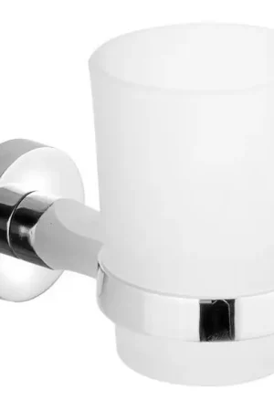 Lage Prijs Aqualine - Tandenborstelhouder voor aan de muur SAMBA melkachtig glas/glanzend chroom