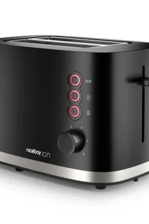 Niceboy ION Cruncher C3 - Broodrooster met twee gaten en braadpan 870W/230V zwart Uitverkoop