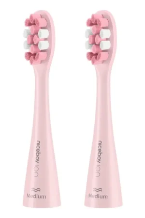 Niceboy - SET 2x Vervangende kop Medium voor tandenborstel ION Sonic en SmartSonic roze Laatste Versie