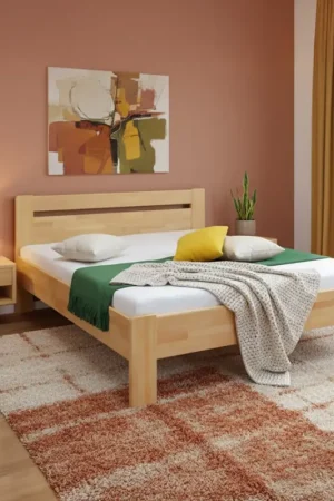 Tweepersoonsbed van massief hout AMARA 180x200 cm beuken Premium