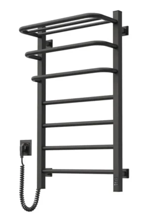 Exclusieve Aanbieding Elektrische handdoekdroger met thermostaat FORTIS, 155 W, 80 x 48 cm, zwart, links