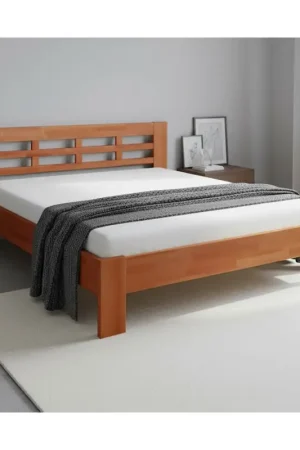 Tweepersoonsbed van massief hout met opbergruimte ANGELA 180x200 cm walnoot Aanbieding