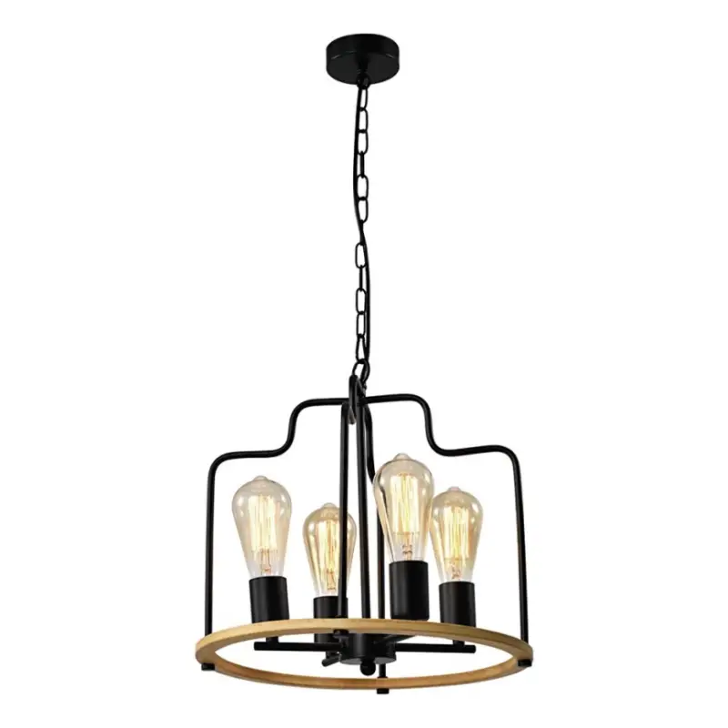 Hete Deal Kroonluchter aan ketting DATUS 4xE27/40W/230V zwart/bruin