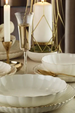 24-delige serviesset wit/goud/porselein Exclusieve Aanbieding