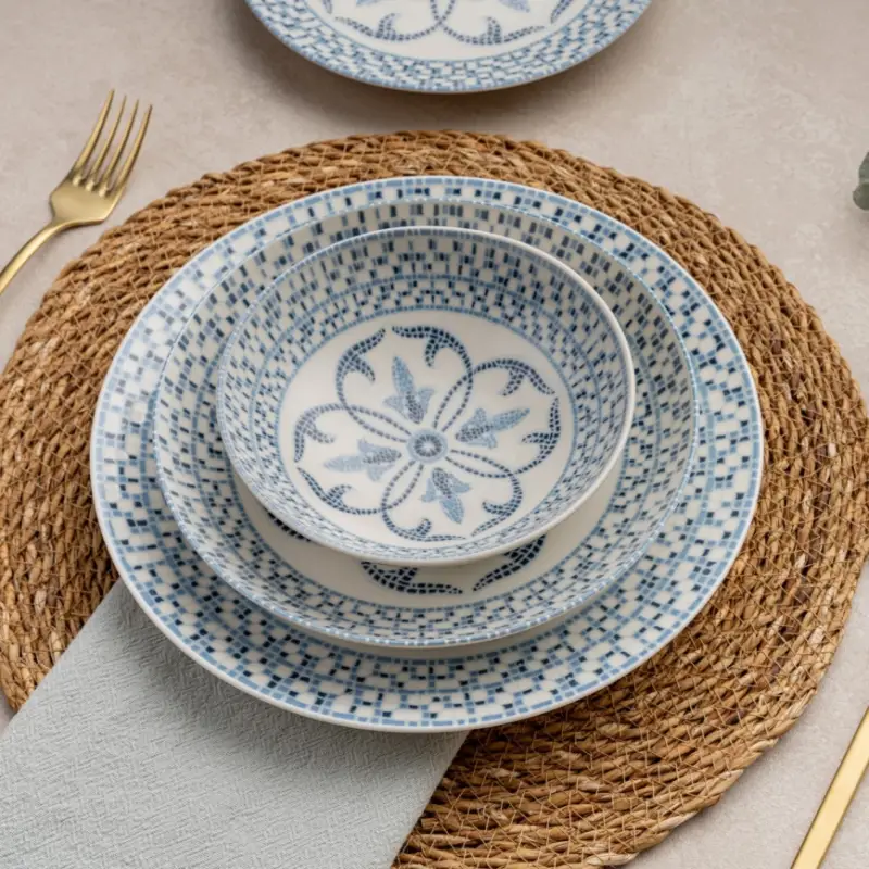 24-delig servies, blauw/porselein Gratis Retour