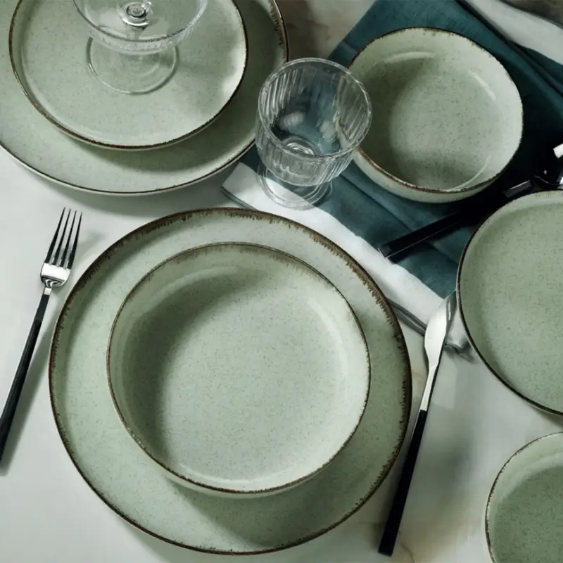 Finale Uitverkoop 24-delige serviesset, groen/porselein