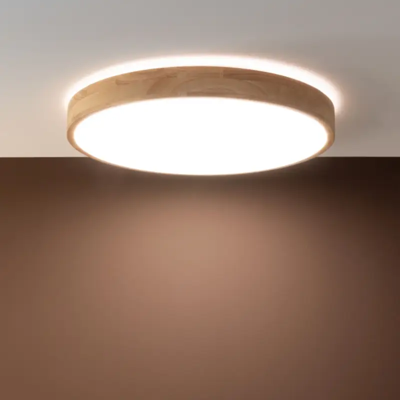 Hoge Kwaliteit Brilliant - Dimbare SLIMLINE LED-plafondlamp 60W/230V, instelbare kleurtemperatuur 3000–6500K, Ø 45 cm, rubberhouten afwerking + afstandsbediening